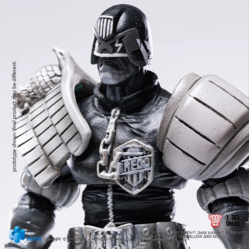 HIYA Exquisite Mini Series 1/18 Scale 4 Inch JUDGE DREDD Black and White Judge Dredd Action Figure - Image 10