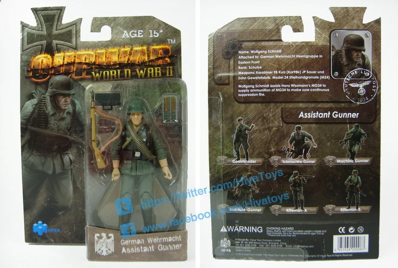HIYA OURWAR Series 1/18 Scale 4 Inch MILITERY GERMAN WEHRMACHT Assiastant Gunner Action Figure